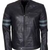 Men's Blue Stripe Retro Black Jacket