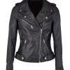 Womens Biker Black Leather Jacket