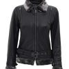 Womens Black Leather Shearling Jacket