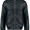 Mens-Sheepskin-Leather-Bomber-Jacket-Black-FRONT