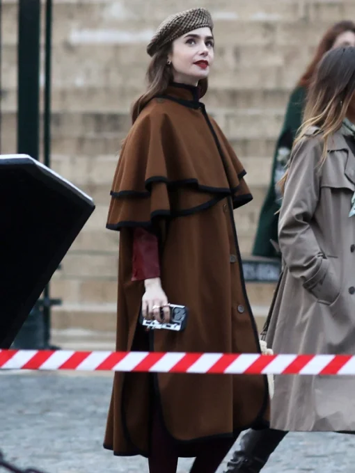 Lily Collins Emily In Paris Season 4 Emily Cooper Cape Coat