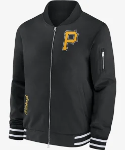 Pittsburgh Pirates Full-Zip Black Bomber Jacket