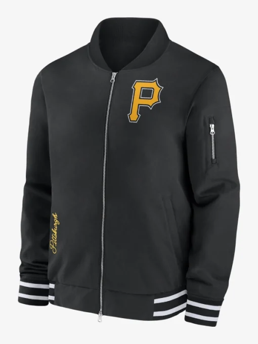 Pittsburgh Pirates Full-Zip Black Bomber Jacket