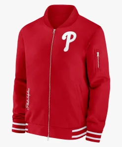 Philadelphia Phillies Full-Zip Red Bomber Jacket