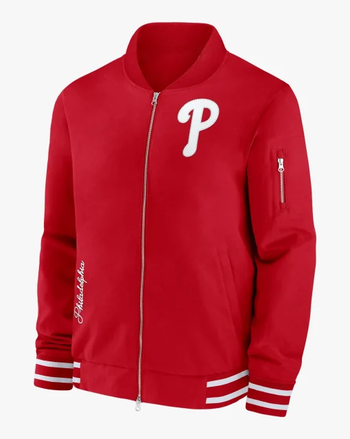 Philadelphia Phillies Full-Zip Red Bomber Jacket