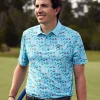 U.S. Open 2024 Penguin Golf Player Print Polo Blue Shirt