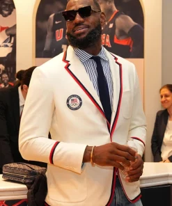 LeBron James Paris Olympics 2024 Team USA White Blazer