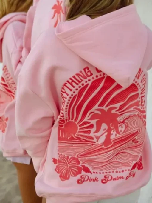 Pink Palm Puff Hoodie