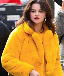 Selena Gomez Only Murders in the Building Mabel Mora Faux Fur Yellow Jacket