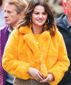 Faux Fur Only Murders In the Building Selena Gomez Yellow Jacket