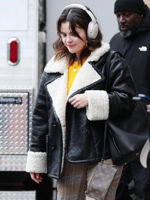 Only Murders In the Building Selena Gomez Shearling Leather Jacket