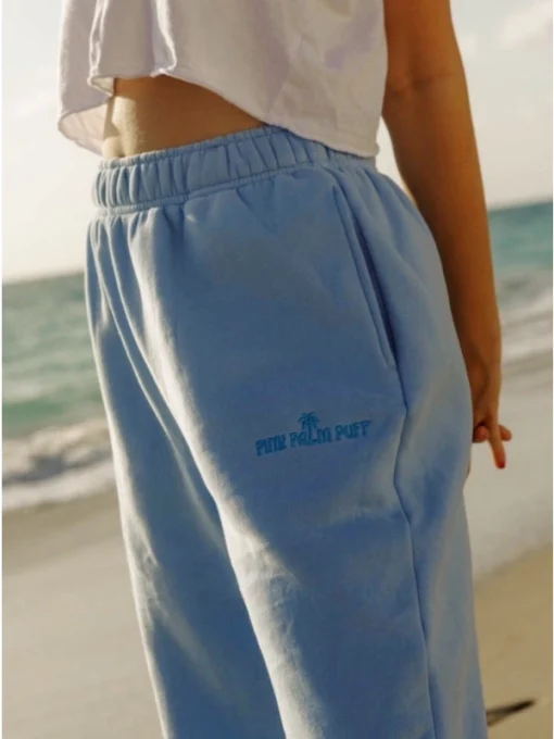 Blue Pink Palm Puff Sweatpants