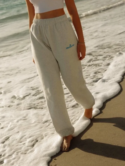 Grey Pink Palm Puff Sweatpants