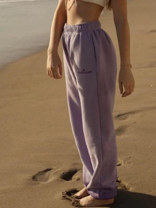 Pink Palm Puff Sweatpants Purple