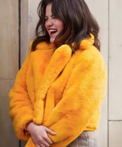 Only Murders In the Building Selena Gomez Faux Fur Yellow Jacket