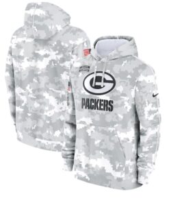 Green Bay Packers 2024 Arctic Camo Grey Salute To Service Grey Hoodie