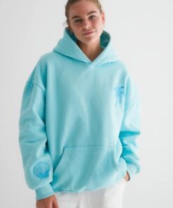 Hawaii Hibiscus Hoodie In Aquamarine