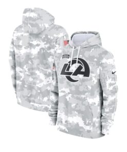 Los Angeles Rams Grey Arctic Camo 2024 Salute To Service Club Hoodie