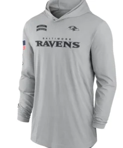 2024 Baltimore Ravens Salute To Service Long Sleeve Hooded T-Shirt