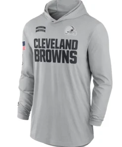 2024 Cleveland Browns Salute To Service Long Sleeve Hooded T-Shirt