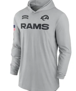 2024 Los Angeles Rams Salute To Service Long Sleeve Hooded T-Shirt