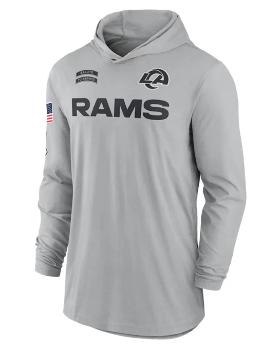 2024 Los Angeles Rams Salute To Service Long Sleeve Hooded T-Shirt