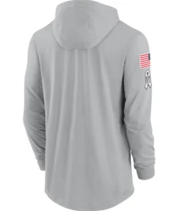 2024 Miami Dolphins Gray Salute to Service Long Sleeve Hooded T-Shirt