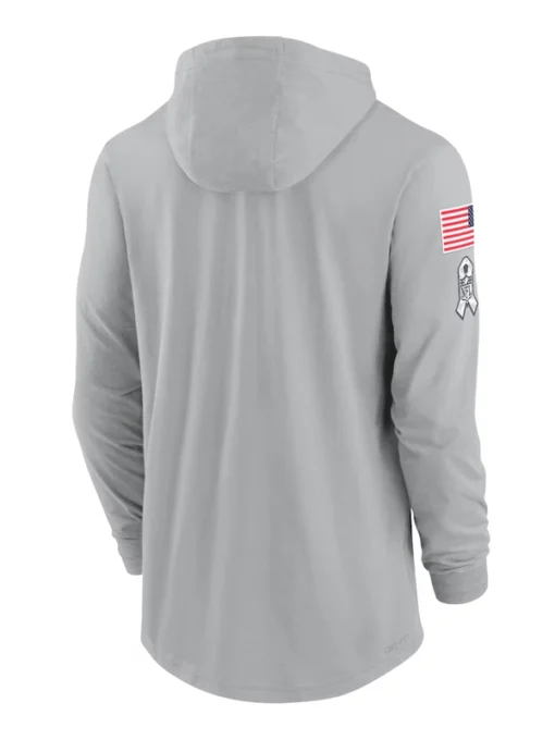 2024 Miami Dolphins Gray Salute to Service Long Sleeve Hooded T-Shirt