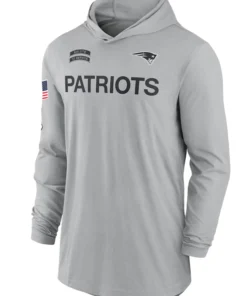 2024 New England Patriots Salute To Service Long Sleeve Hooded T-Shirt