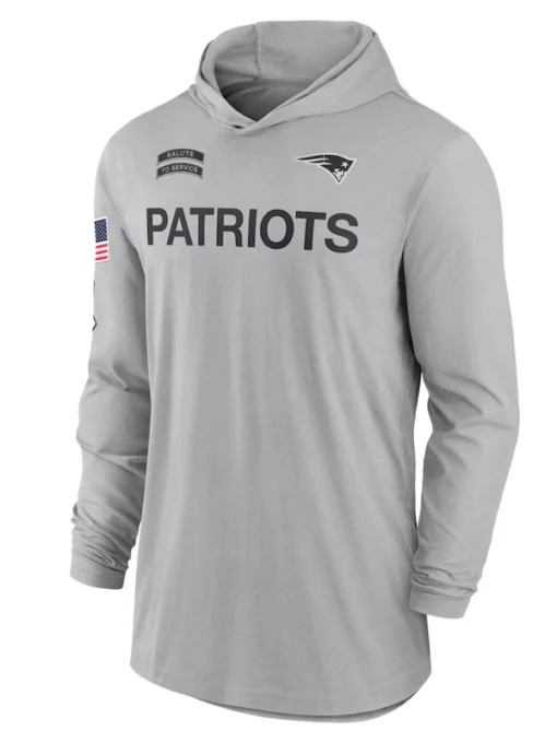 2024 New England Patriots Salute To Service Long Sleeve Hooded T-Shirt