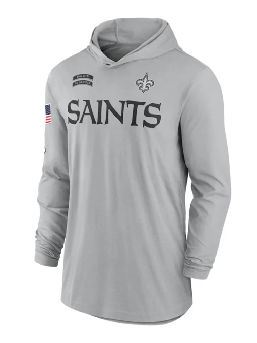 2024 New Orleans Saints Salute To Service Long Sleeve Hooded T-Shirt