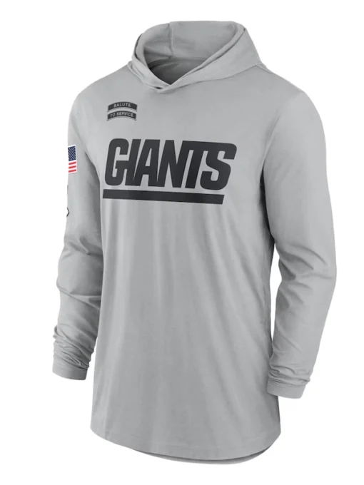 2024 New York Giants Salute To Service Long Sleeve Hooded T-Shirt