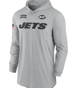 2024 New York Jets Salute To Service Long Sleeve Hooded T-Shirt