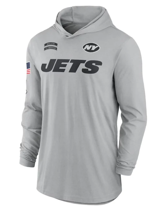 2024 New York Jets Salute To Service Long Sleeve Hooded T-Shirt