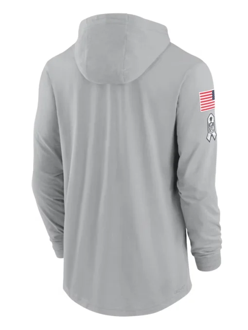 2024 Philadelphia Eagles Gray Salute to Service Long Sleeve Hooded T-Shirt