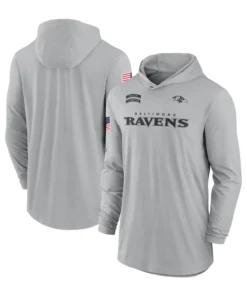 Baltimore Ravens 2024 Salute To Service Long Sleeve Hooded T-Shirt