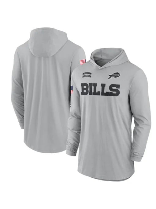 Buffalo Bills 2024 Salute To Service Long Sleeve Hooded T-Shirt