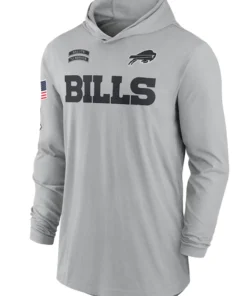 Buffalo Bills Gray 2024 Salute To Service Long Sleeve Hooded T-Shirt