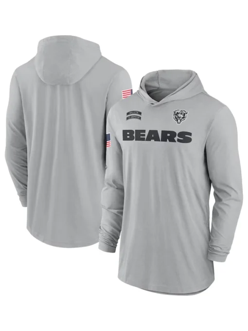 Chicago Bears 2024 Salute To Service Long Sleeve Hooded T-Shirt