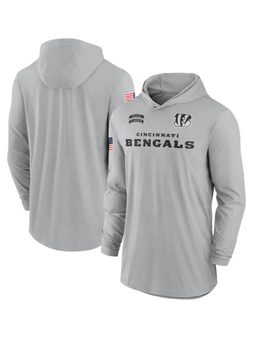 Cincinnati Bengals 2024 Salute To Service Long Sleeve Hooded T-Shirt