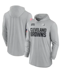 Cleveland Browns 2024 Salute To Service Long Sleeve Hooded T-Shirt