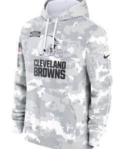 Cleveland Browns Camo 2024 Salute To Service Club Fleece Pullover Hoodie