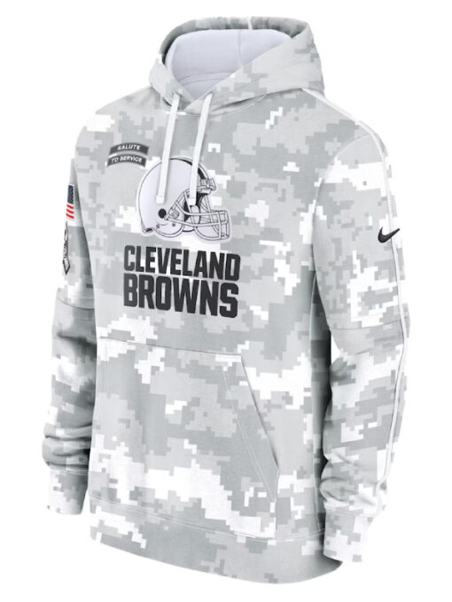 Cleveland Browns Camo 2024 Salute To Service Club Fleece Pullover Hoodie