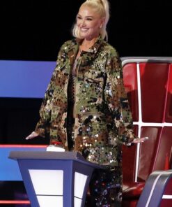 Gwen Stefani The Voice Season 26 Sequin Camouflage Print Jacket