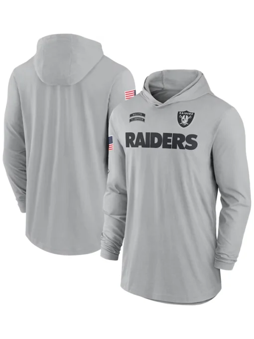 Las Vegas Raiders 2024 Salute To Service Long Sleeve Hooded T-Shirt