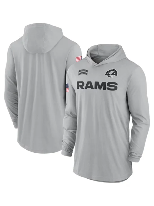 Los Angeles Rams 2024 Salute To Service Long Sleeve Hooded T-Shirt