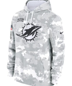 Miami Dolphins Camo 2024 Salute To Service Club Pullover Hoodie