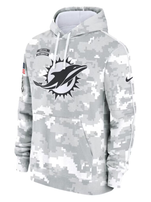 Miami Dolphins Camo 2024 Salute To Service Club Pullover Hoodie