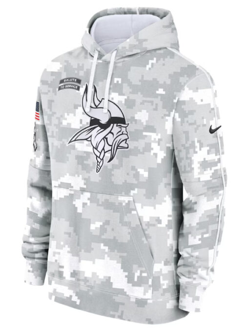 Minnesota Vikings 2024 Salute To Service Club Camo Hoodie