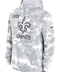 New Orleans Saints Camo 2024 Salute To Service Club Fleece Pullover Hoodie